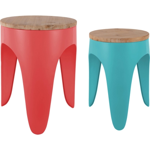 Leitmotiv kruk set double funky scarlet red & turquoise blue