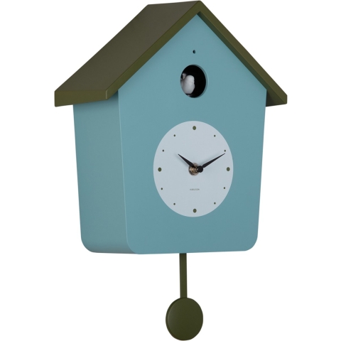 Karlsson wandklok cuckoo light misty blue & army green