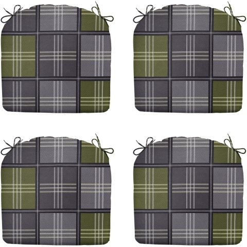 Madison zitkussen patchy olive ca. 46x48 cm set van 4