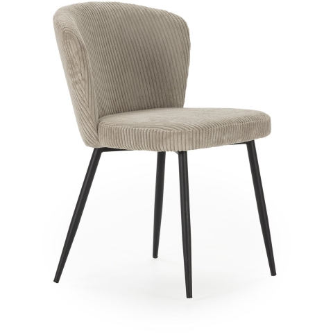 CaliCosy Set van 4 stoelen in geribbelde fluwelen stof met zwarte metalen poten l47 cm -