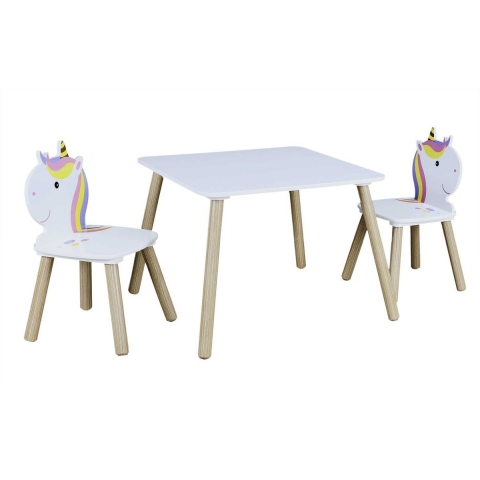 Home Deco Factory Unicorn kindertafel set met stoeltjes tekentafel kinderen