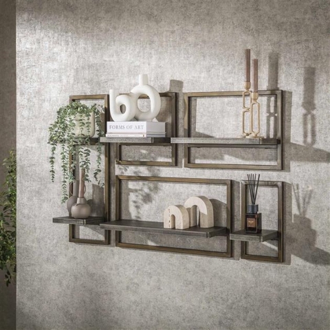 Hoyz wandschap ferro brons antiek set van 5