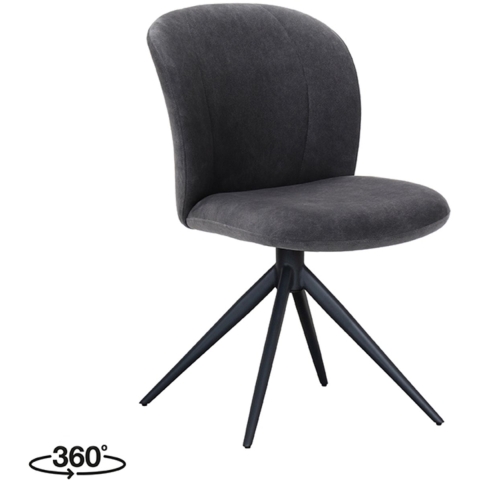 Label51 Eetkamerstoel kimo antraciet cosmo zwart onderstel set van 2