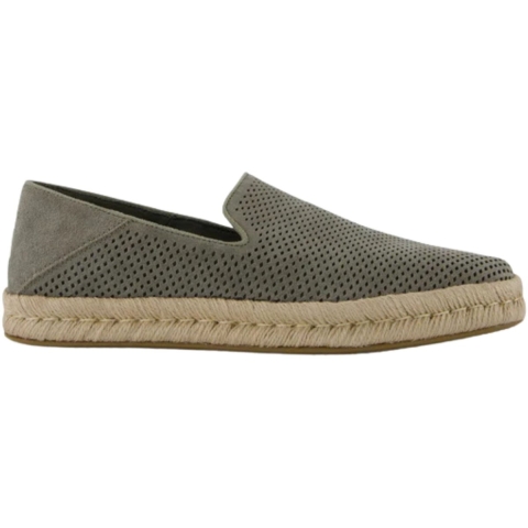 Toms Santiago vetiver grey diamond perforated suede