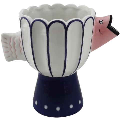 House Vitamin Vase fish- dolomite -blue/white/pink -21x13.5x18cm