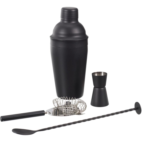 WDMT Vierdelig rvs cocktail set mat zwart