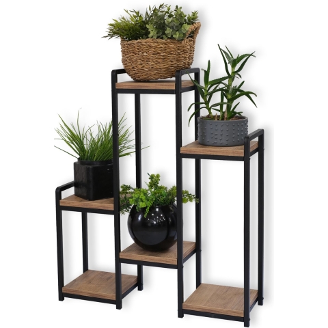 WDMT Metalen plantentafel rechthoekig met houten etageres