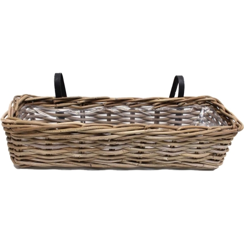 WDMT Rotan balkon plantenbak 60 x 18 x 16 cm bruin