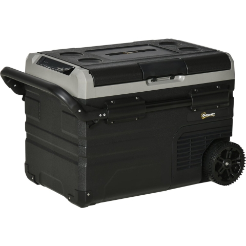4goodz Outsunny koelbox 40 ltr met led compressor handgrepen en wielen op 12/24v
