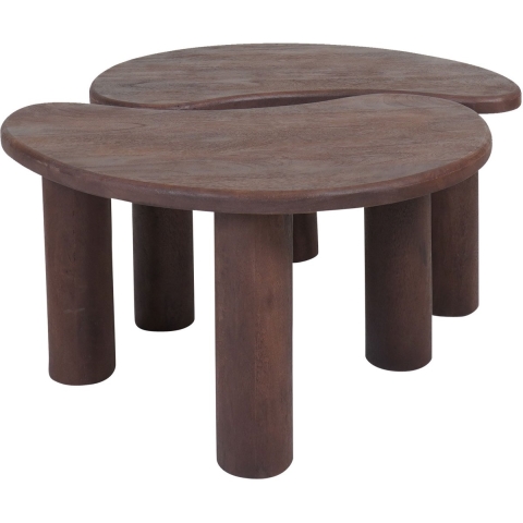 Home67 Salontafel lina espresso mangohout set van 2