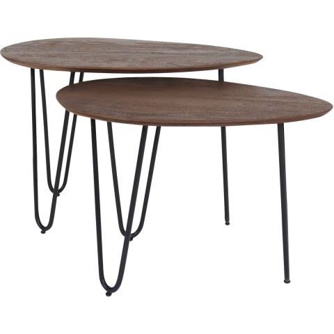 Home67 Salontafel fabio espresso mangohout set van 2
