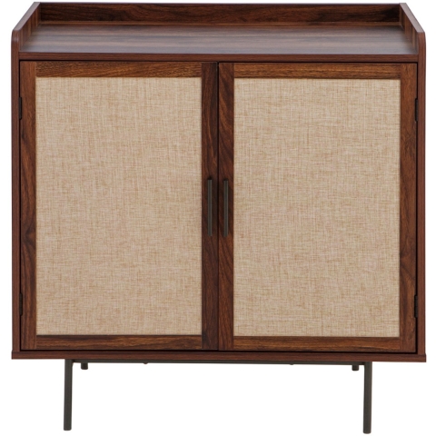 CaliCosy Dressoir met 2 deuren in notenhoutdecor met stoffen fronten l80 cm jetson