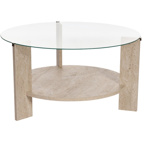CaliCosy Salontafel met 2 bladen, waarvan één van gehard glas Ø75 cm clara