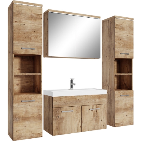 Badplaats Badkamermeubel set paso xl 80 cm kastanje badmeubel met