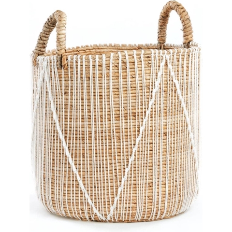 Bazar Bizar Rieten mand naturel wit medium