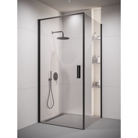 Badplaats Douchecabine alava 90 x 90 x 190cm zwart douchewand met draaideur