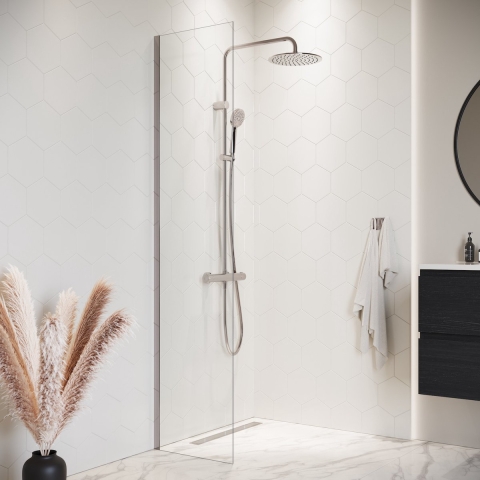 Badplaats Douchewand florida 40 x 200 cm chroom – inloopdouche 8 mm