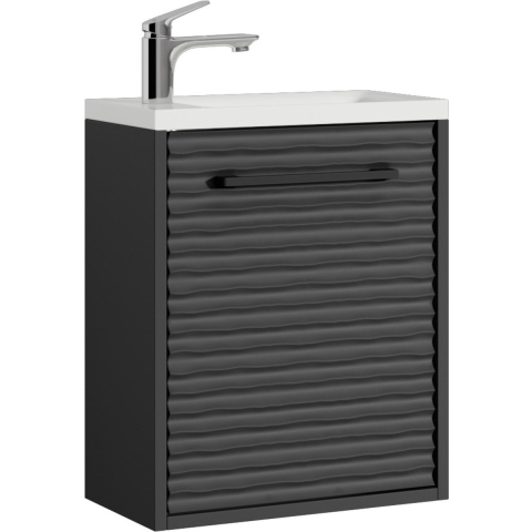 Badplaats Toiletmeubel etna 40 x 22 cm mat zwart fonteinmeubel met wastafel