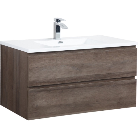 Badplaats Badkamermeubel set angela 100cm bruin badmeubel met wastafel