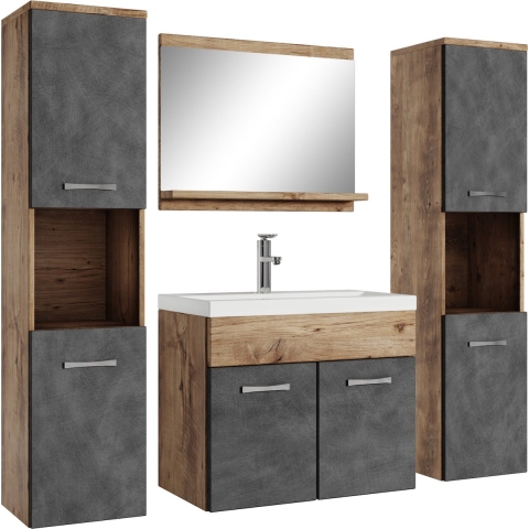Badplaats Badkamermeubel set montreal xl 60 cm kastanje met donker grijs