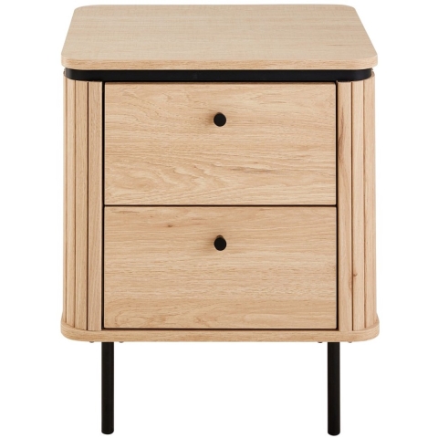 CaliCosy Nachtkastje met 2 lades en zijkanten met groef h55 cm malaga