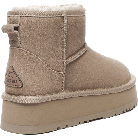 EVER AU Dames Leren Plateaulaarzen - Dusky