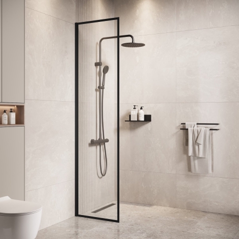 Badplaats Douchewand georgia 40 x 200 cm zwart – inloopdouche 8 mm