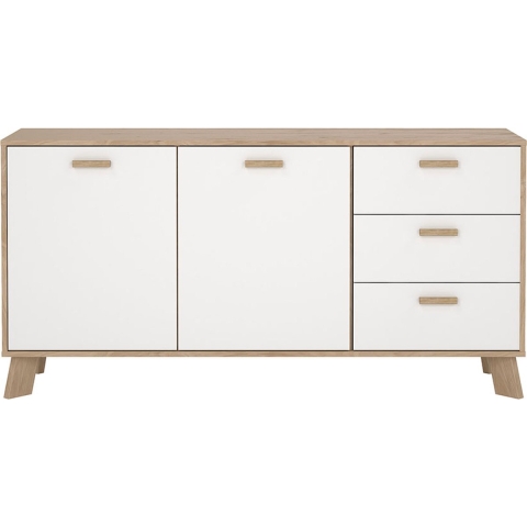 CaliCosy Dressoir met 2 deuren, 3 lades eikendecor en wit b147,2 cm storm