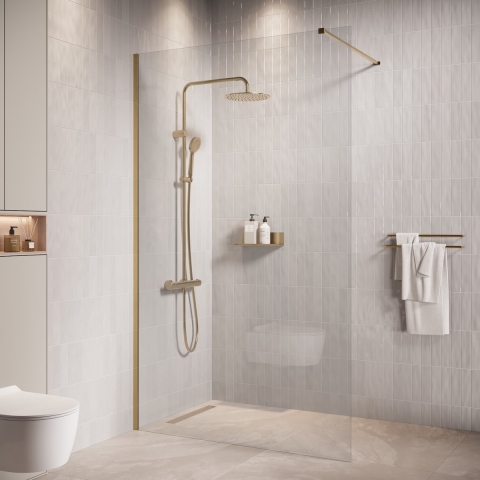 Badplaats Douchewand florida 100 x 200 cm goud – inloopdouche 8 mm