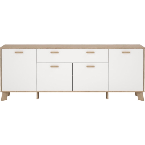 CaliCosy Dressoir met 4 deuren, 1 lade eikendecor en wit b195,7 cm storm
