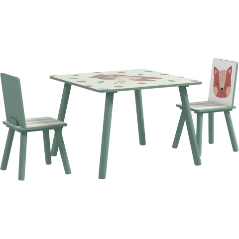 4goodz Zonekiz kinderspeelgroep 3-8 jaar, 1 tafel & 2 stoelen, schattig dierenmotief,
