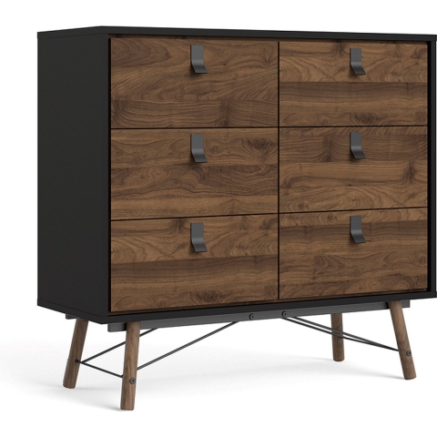 CaliCosy Dubbele ladekast met 6 lades en metalen onderstel b101,8 cm joyce