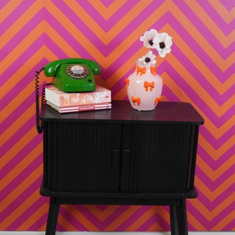 House Vitamin Vase flower vase ribbons dolomite pink/orange 14x14x19cm