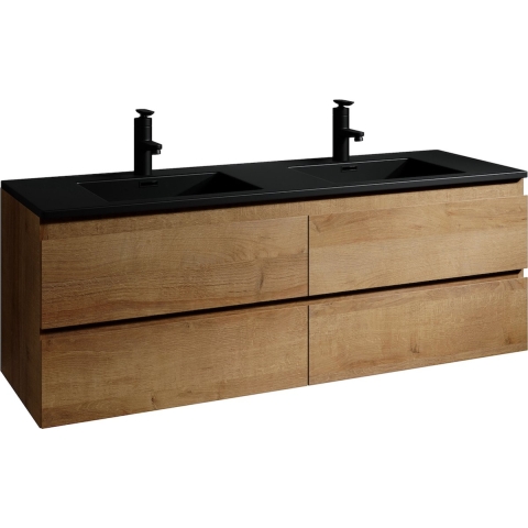 Badplaats Badkamermeubel set angela 140 cm - badmeubel met zwarte