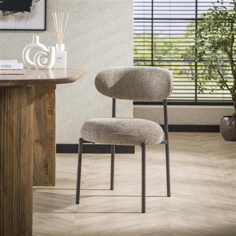 Hoyz eetkamerstoel round tissee cargo zandkleur set van 2