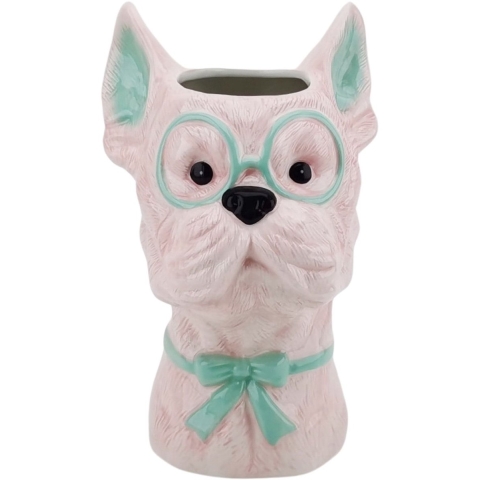 House Vitamin Vase -flower vase dog pink/ mint 13,5x14,5x23cm