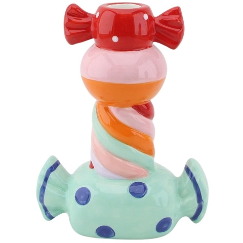 House Vitamin Candle holder stapled toffee candy dolomite mint multi colour 13x7x20cm