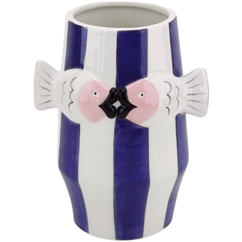 House Vitamin Vase -flower vase fishes blue/white/pink 14x11,5x18,5cm