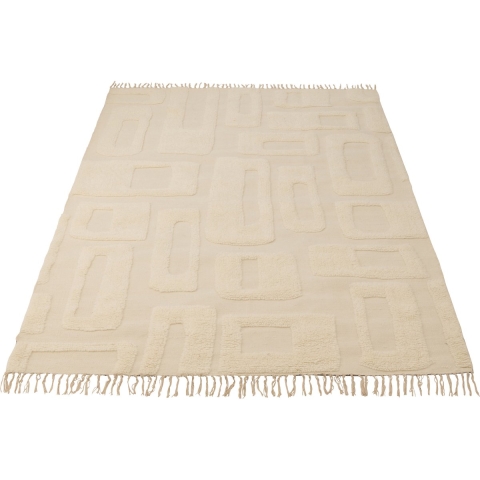 J-Line Rug abstract lines wool ecru