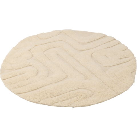 J-Line Rug abstract lines round wool ecru