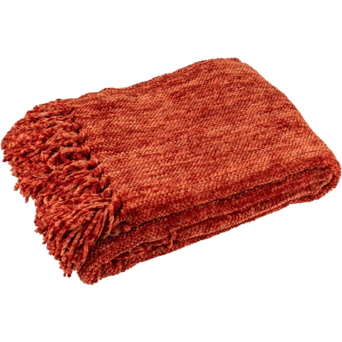 J-Line Blanket chenille polyester rust brown
