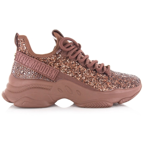 Steve Madden Maxilla-g brown glitter lage sneakers dames