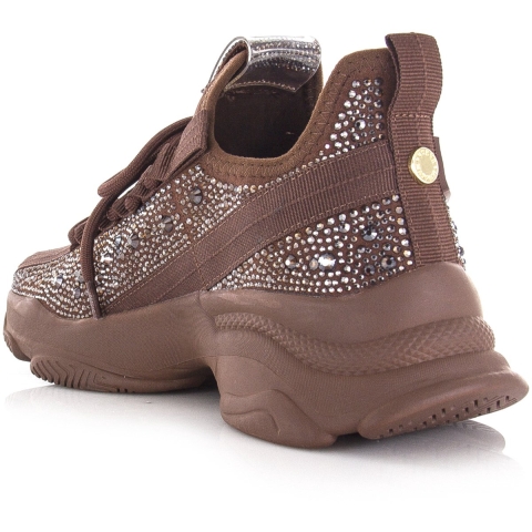 Steve Madden Maxilla-g brown glitter lage sneakers dames