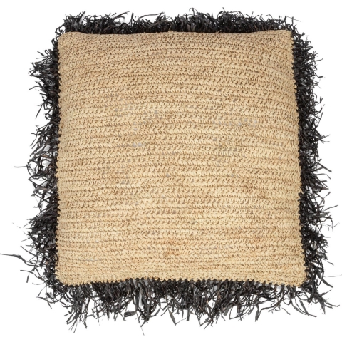 Bazar Bizar The raffia cushion cover square natural black 60x60