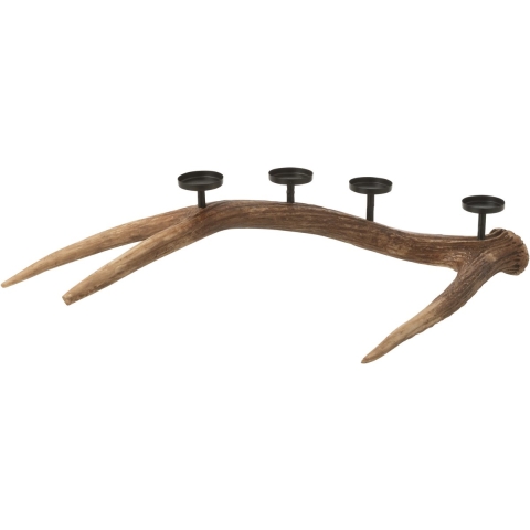 J-Line Candle holder antlers polyresin brown small