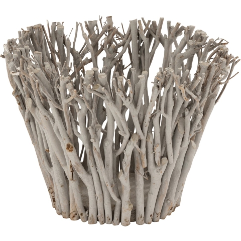 J-Line Hurricane branches with glass wood grey large