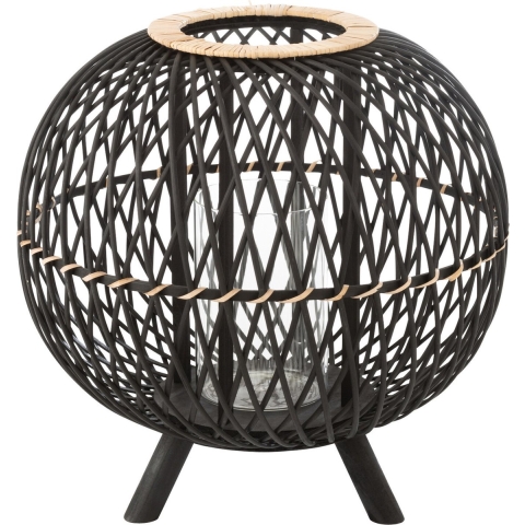 J-Line Lantern ball on foot bamboo black/natural large