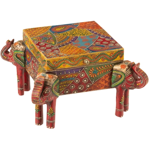 J-Line Box elephant feet delhi mango wood mix