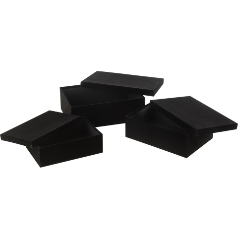 J-Line Set of 3 box rectangle velvet paper black