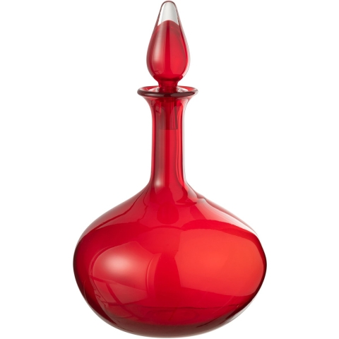 J-Line Vase+stopper bottle glass red